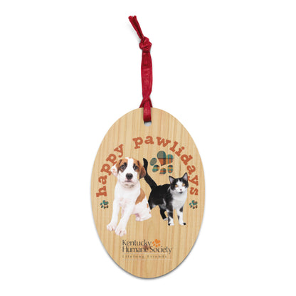 Happy Pawlidays Wooden Ornament/Magnet