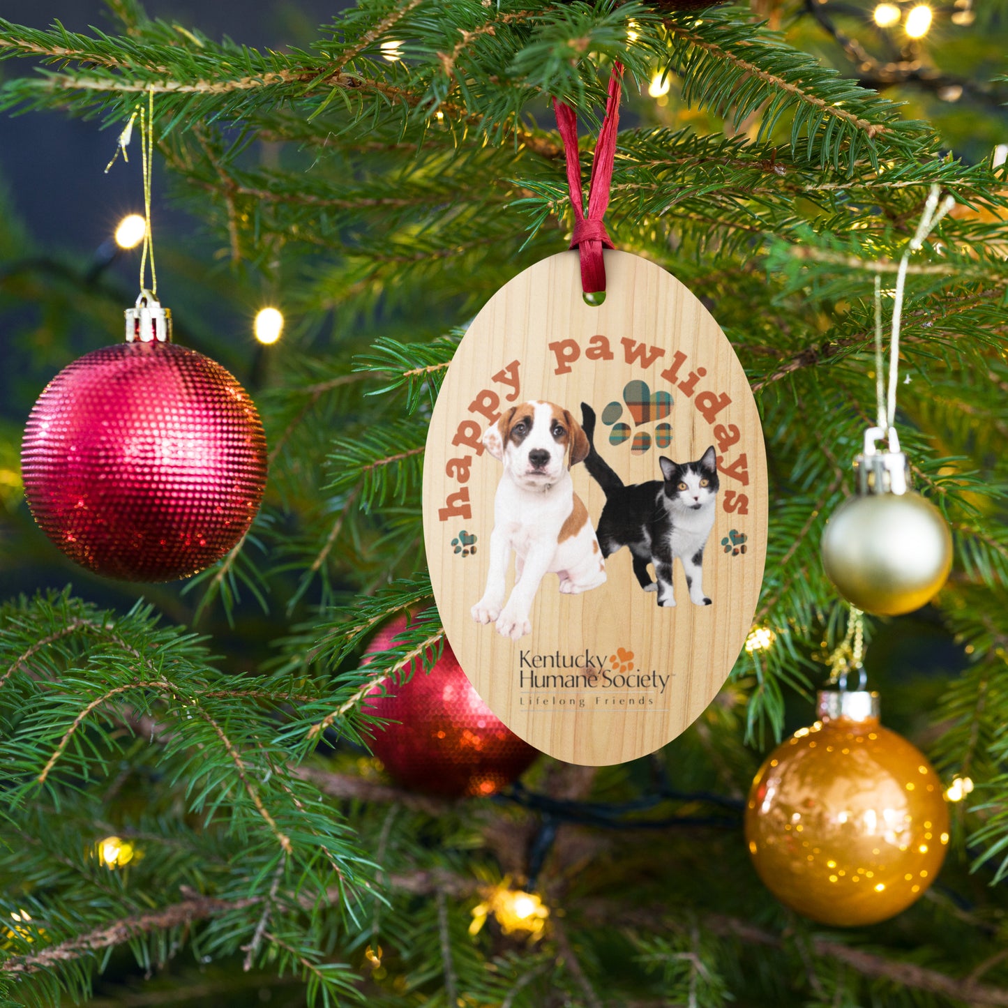 Happy Pawlidays Wooden Ornament/Magnet